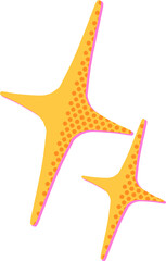 Twinkle, four-point star burst, hand drawn digital painting illustration