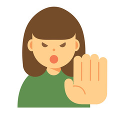 拒否する、止める怒った顔の女性のイラスト