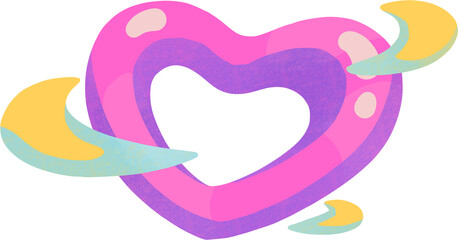 Heart shape In Love , hand drawn digital painting illustration