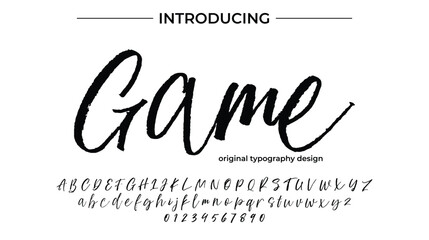 Game Font Stylish brush painted an uppercase vector letters, alphabet, typeface