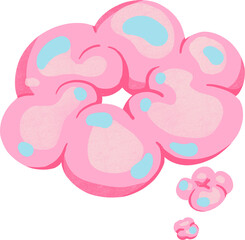 Flash Cloud Sign in pop art style, pink cloud or flower shape, hand drawn digital painting illustration