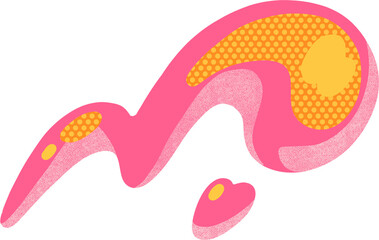 Flash Cloud Sign in pop art style, pink curve shape, hand drawn digital painting illustration