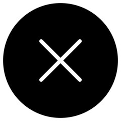 Vector cross multiply close remove mark icon. Black, white background. Perfect for app and web interfaces, infographics, presentations, marketing, etc.