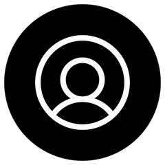 Vector user account profile icon. Black, white background. Perfect for app and web interfaces, infographics, presentations, marketing, etc.