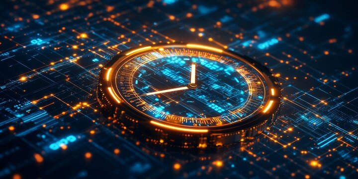 Abstract time data digital clock management planning business and time concept, Generative AI