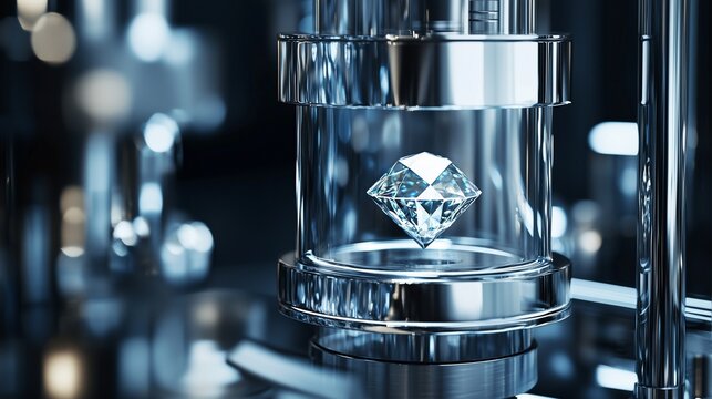 Diamond in high-tech lab setting, symbolizing advanced diamond technology.