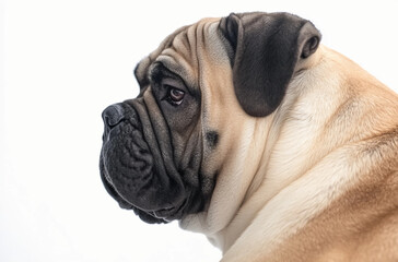 Obraz premium Mastiff Isolated on White Background : English Mastiff Face Dog - Large Mammal Pet Portrait