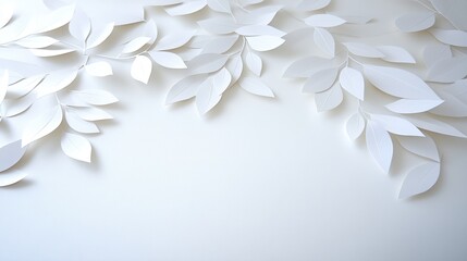 White paper leaves arranged artistically on a clean background.