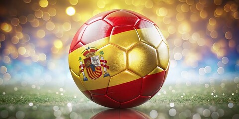 Soccer Ball Featuring Spain Team Flag on White Background – Perfect for Sports and Team Spirit Themes