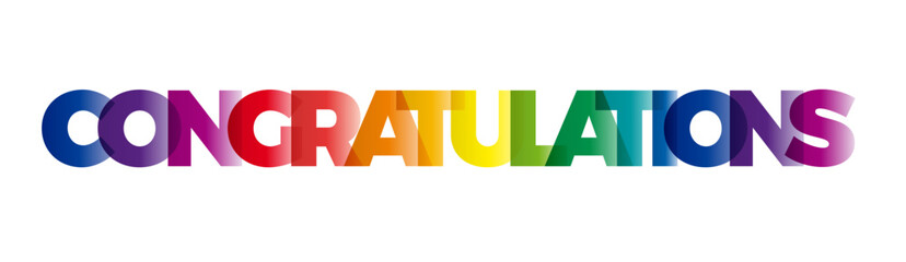 The word Congratulations. Vector banner with the text colored rainbow.