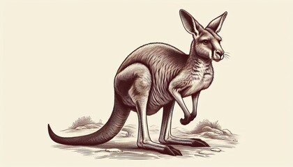 Fototapeta premium Hand drawn Engraving style of kangaroo . Retro illustration.