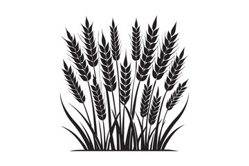 Agricultural Elegance Graceful Wheat Field Silhouette Vectors