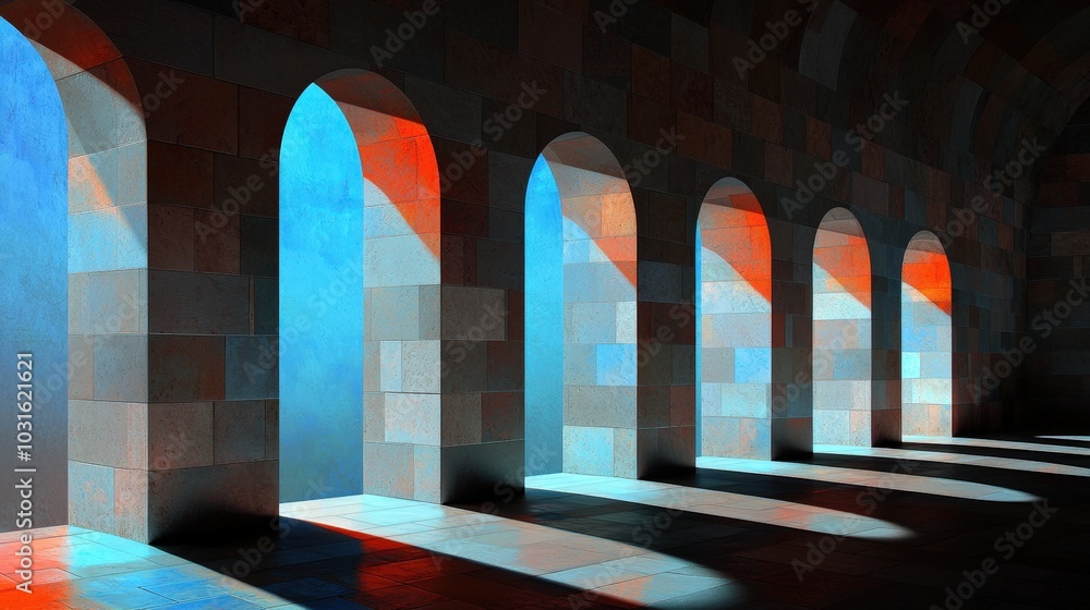 Poster abstract architecture arches with light and shadow