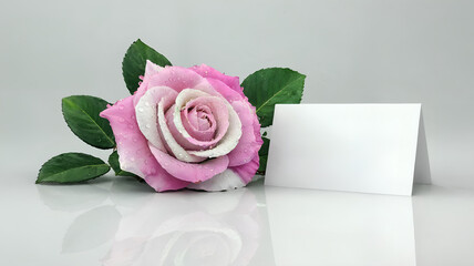Pink Rose and Blank Card: Elegance in Simplicity 
