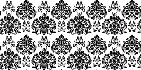 Seamless damask pattern with intricate, vintage designs. Background seamless pattern.