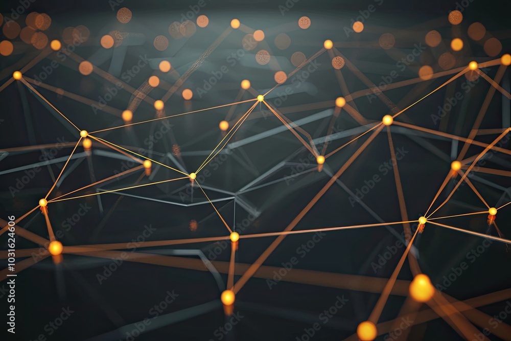 Poster abstract network design featuring glowing nodes and lines, symbolizing connectivity, technology, and