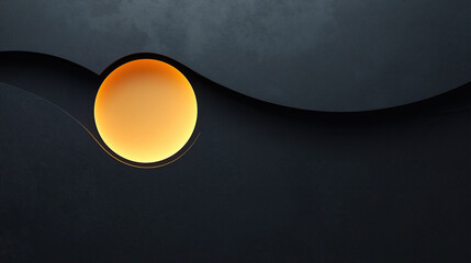 Minimalist background with a black wall and yellow lighting, featuring an orange circle. The design is simple yet striking, creating an elegant atmosphere for product presentation