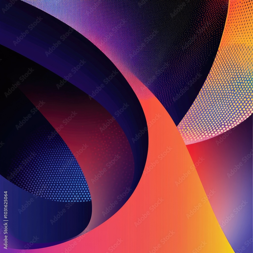 Poster vibrant abstract design featuring a blend of colors and curves, ideal for backgrounds or digital pro