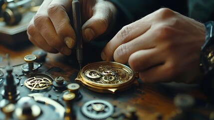 Intricate Watch Mechanism Hands Repair Craftsmanship Detailed Gears Precision Artistry Timepiece