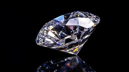 A sparkling diamond on a black background symbolizes clarity and luxury.