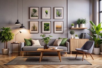 Square Frame Posters Indoor Structure Mockup for Modern Decor Display