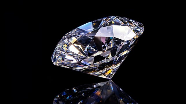 A sparkling diamond on a black background symbolizes clarity and luxury.