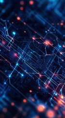 Abstract digital background featuring glowing lines and nodes, perfect for technology and innovation themes.