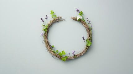 Elegant Thai letter Do Chada beautifully crafted with delicate lavender flowers and lush ivy leaves creating a captivating botanical and calligraphic composition