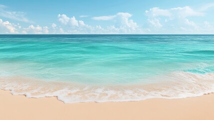 Obraz premium Clear blue water lapping on sandy beach.