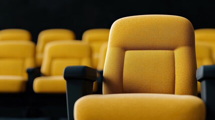 Fototapeta premium Empty Yellow Stadium Seats Cinematic Lighting and Detail