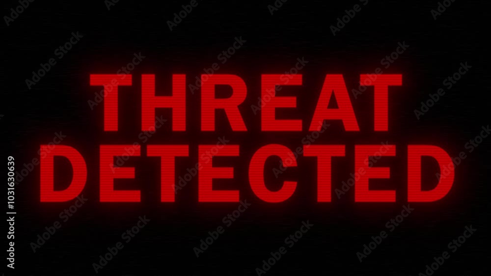 Aufkleber threat detected animation with red text and glitch effect. ideal for cybersecurity themes, web banne