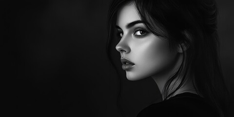 Black and white portrait of a woman.