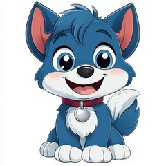 Obraz premium Cute Cartoon Blue Puppy Dog Mascot Character Illustration