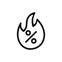 Hot sale discount icon. Simple outline hot sale fireball icon. E-commerce and shopping icon