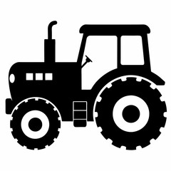 Black Tractor Silhouette Vector Illustration