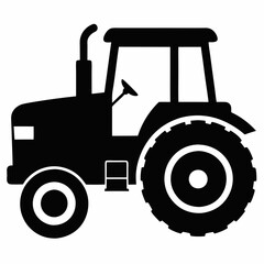Black Tractor Silhouette Vector Illustration