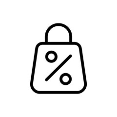 Shopping bag icon with discount symbol. E-commerce and shopping icon