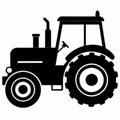 Black Tractor Silhouette Vector Illustration