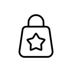 Shopping bag icon with star symbol. Wishlist icon. E-commerce and shopping icon