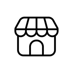 Minimalist outline store icon. Simple storefront or shop icon. E-commerce and shopping icon