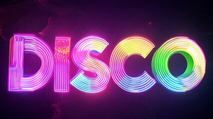Vibrant Neon Disco Text Animation with Dynamic Light Effects