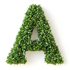 Lush Foliage Shaped into Letter A on White Background