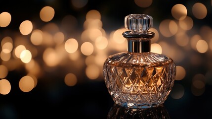 Elegant Perfume Bottle with Glowing Bokeh Background