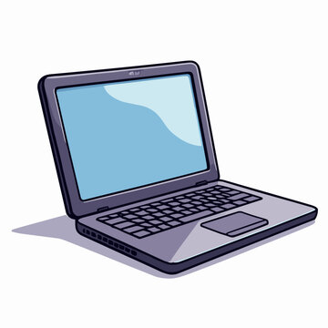 Vector laptop illustration, cartoon portable computer device