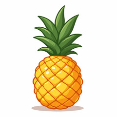 Vector pineapple illustration, cartoon tropical fruit