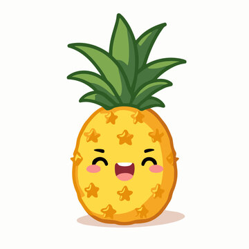 recommend clip art: Vector cute pineapple character illustration, cartoon tropical fruit