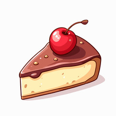 Vector chocolate cake slice illustration, dessert icon
