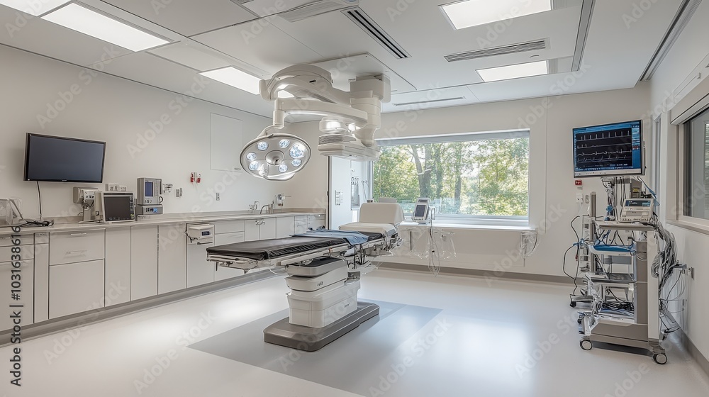 Aufkleber an overview of a high-tech operating room designed for neurosurgery, showcasing advanced equipment a