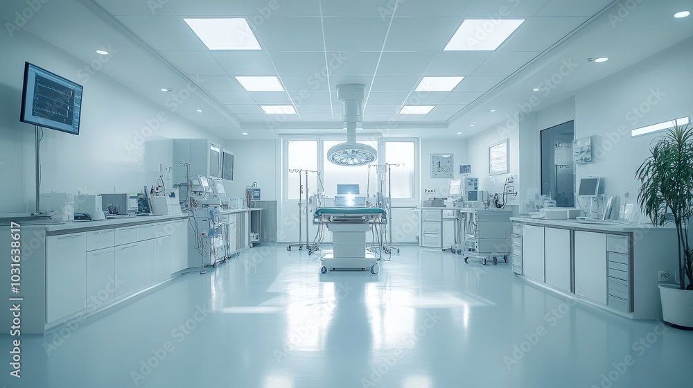 Aufkleber an overview of a high-tech operating room designed for neurosurgery, showcasing advanced equipment a