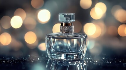 Elegant Perfume Bottle with Sparkling Background